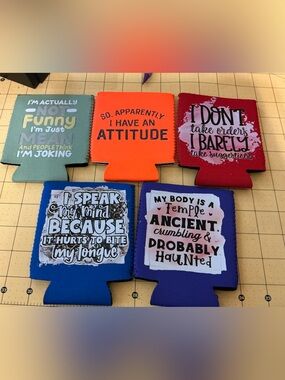 Hot off the press! Set of 6 Graphic Can Cooler Koozies